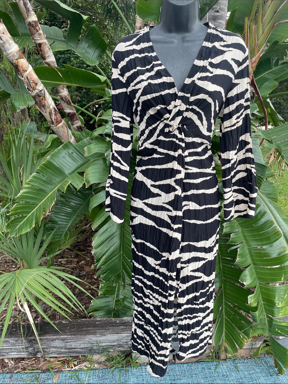 H&M zebra print twist front dress